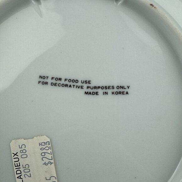 Vtg Indiana Round Souvenir Plate Bird Racecar Flower Ceramic White Cream Silver - Picture 11 of 13